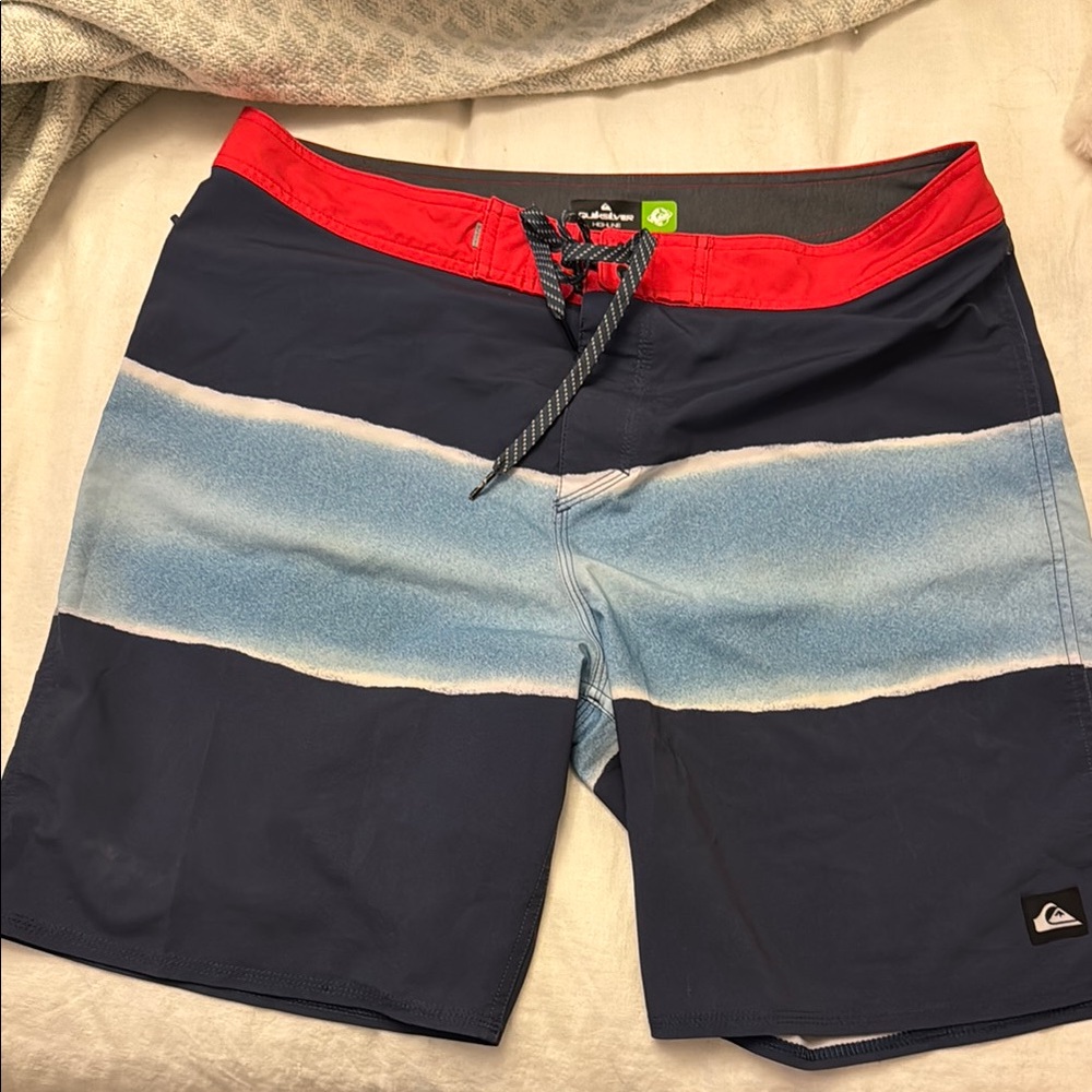 Quiksilver Men's Navy and Red Board Shorts